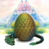 13" 3D Printed Dragon with Dragon Egg, Articulated Dragon, Orange Blue Green Imperial Dragon, Dragon Fidget Toy, Home Office Decor Executive Desk Toy ID001-OBG view 3