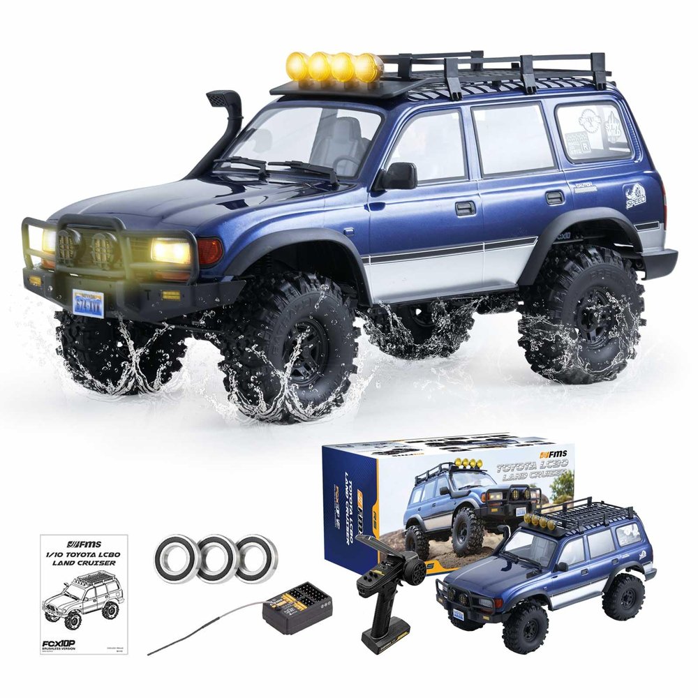 BEEZRC FMS 1/10 RC Crawler FCX10 Land Cruiser LC80 PRO RS Toyota Licensed,Upgraded Motor 3541-KV2100, New Gearbox, 4WD Off-Road RC Rock Truck, 2.4GHz Hobby Grade Remote Control Car for Adults RS