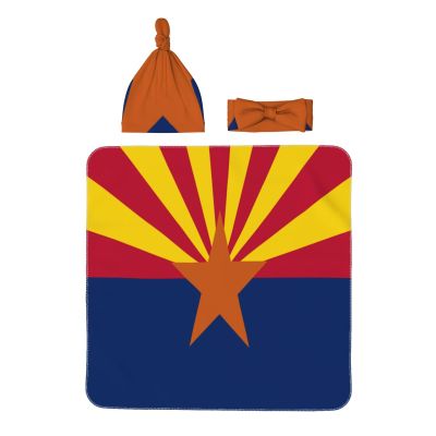 EWRFSG Arizona State Flag Baby Newborn Receiving Blanket with Matching Headband and Beanie Set Nursery Swaddle Wrap