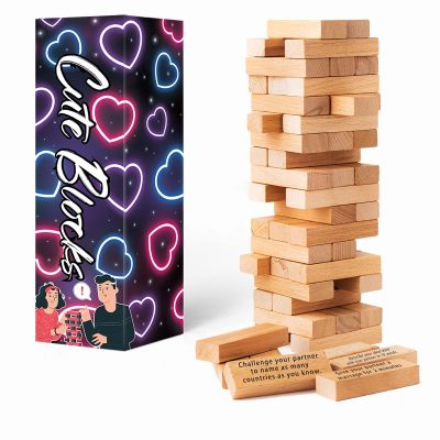 allonu 2026 Fun Valentine's Day Gift - 54 Fun Stacking Blocks, Romantic Game: Talking, Daring, Challenge for Date Night Anniversary
