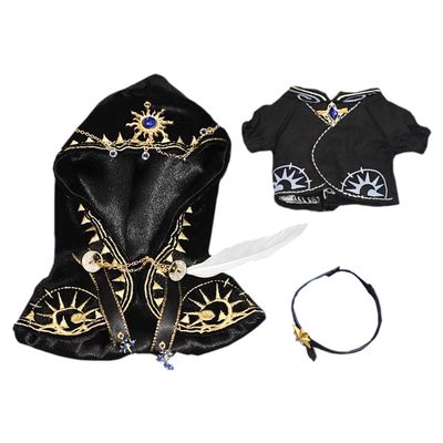 niannyyhouse 10cm 20cm Plush Doll Clothes Magic Cape Robe Belt Doll Dressup (Black, 10cm)