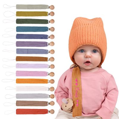 Personalized Bohemian Pacifier Clip Embroidered with Name is The Perfect Newborn Gift Made from eco-Friendly Bamboo! (Orange)