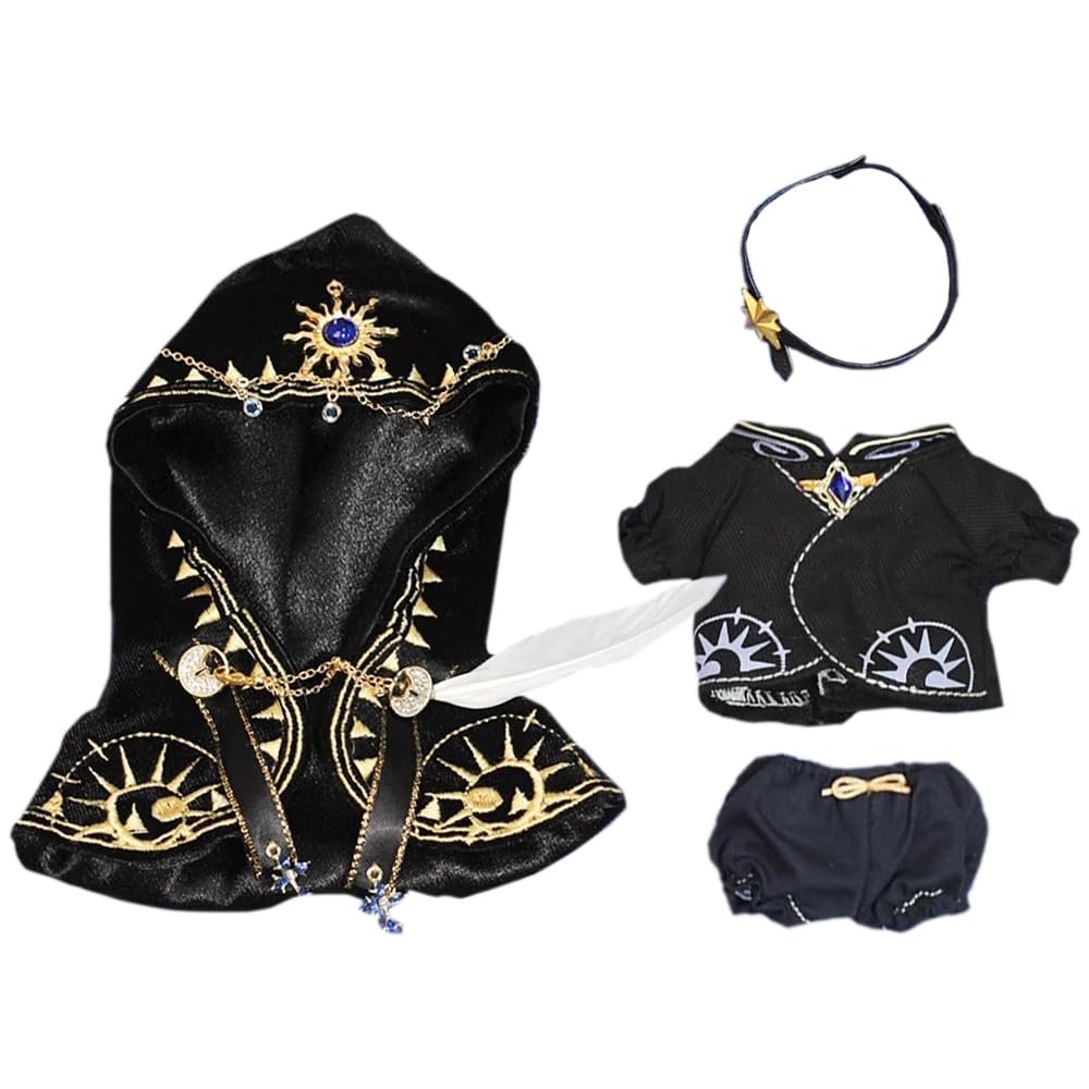 niannyyhouse 10cm 20cm Plush Doll Clothes Magic Cape Robe Belt Doll Dressup (Black, 20cm)