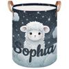 SPYORBKX Custom Laundry Basket with Name, Personalized Baby Laundry Hamper for Bedroom Bathroom, Round Storage Basket with Handle for Men Women Sheep Clouds view 1