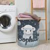SPYORBKX Custom Laundry Basket with Name, Personalized Baby Laundry Hamper for Bedroom Bathroom, Round Storage Basket with Handle for Men Women Sheep Clouds view 2
