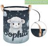 SPYORBKX Custom Laundry Basket with Name, Personalized Baby Laundry Hamper for Bedroom Bathroom, Round Storage Basket with Handle for Men Women Sheep Clouds view 4