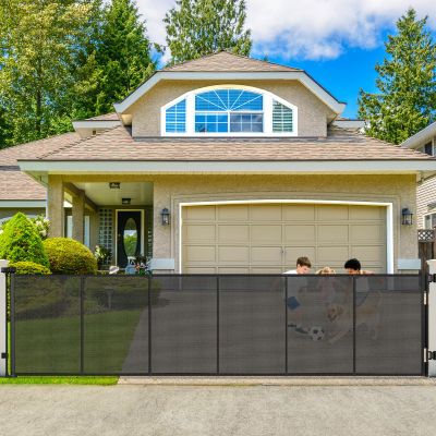 250" Reinforced Extra Wide Baby Gate Retractable Dog Gate, 21ft Extra Long Baby Gate Retractable Gates for Dogs, 48" Extra Tall Pet Gate Retractable Fence Outdoor Gate for Deck/Garage/Patio, Black