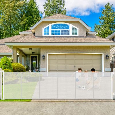 250" Extra Wide Retractable Dog Gate, Reinforced 20ft Retractable Baby Gates Extra Wide Dog Gate, 48" Extra Tall Baby Gate Retractable Outdoor Fence, Extra Long Pet Gate Retractable Gate Indoor, White