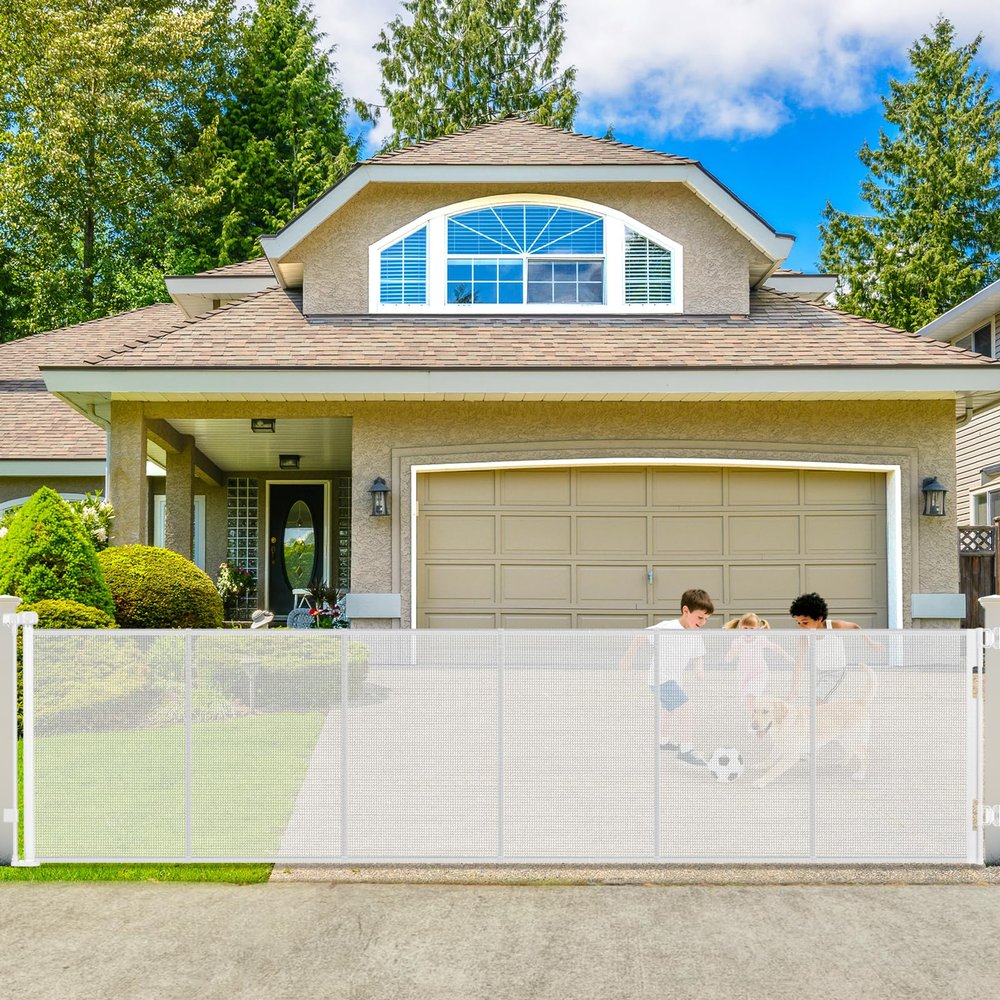 250" Extra Wide Retractable Dog Gate, Reinforced 20ft Retractable Baby Gates Extra Wide Dog Gate, 48" Extra Tall Baby Gate Retractable Outdoor Fence, Extra Long Pet Gate Retractable Gate Indoor, White