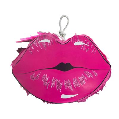 APINATA4U Pink Lips Pinata, Kiss Themed Bachelorette Party, Hen Party, Girls Birthday Decoration, Romantic Valentine Day Lips Pinata, Fun Supplies, 18x14x4 Inches