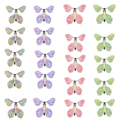 COMNICO Flying Butterfly Card, 20Pcs Rubber Band Wind Up Flying Butterfly Surprise Paper Butterflies in The Book Make Your Own Magic Butterfly Halloween Xmas Surprise Gift (Colorful)