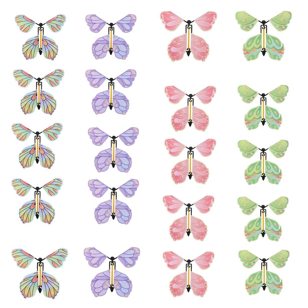 COMNICO Flying Butterfly Card, 20Pcs Rubber Band Wind Up Flying Butterfly Surprise Paper Butterflies in The Book Make Your Own Magic Butterfly Halloween Xmas Surprise Gift (Colorful)