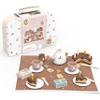 SPEEDY MONKEY Birthday Tea Set for Kids  FSC Wooden Pretend Play Tea Party & Food Set with Teapot, Cups, Cake & Tea Bag  Toddler Girls Imaginative Role Play Kitchen Toy  Colorful Gift for Dollhouse view 1