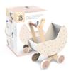 SPEEDY MONKEY Wooden Doll Stroller Pram | Pretend Play Push Toy for Toddlers | Kids Baby Doll Walker with Soft Bedding | Durable Role-Play Stroller for Imaginative Play & Nursery Decor view 1