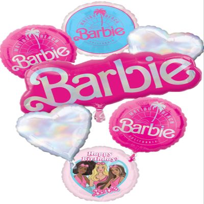 Barbie's Birthday Party Supplies 7pc Foil Balloon Bouquet Decorations
