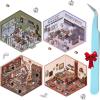 4 Sets DIY 3D House Stickers, Fun DIY Stickers Scene Make Your Own Mini Room Scenes, DIY Cozy Little Home House Scene Stickers Quiet Book, Cute Cartoon Sticker Scenes for Adult (4) view 1