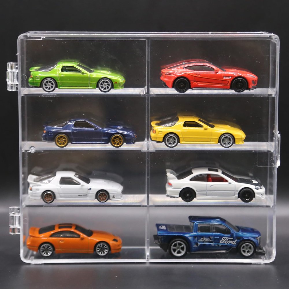 1/64 Diecast Car Display Case, 1 64 Scale Car Model Storage Case with 8 Storage Space 1:64 Acrylic Car Model Box (1, Square)