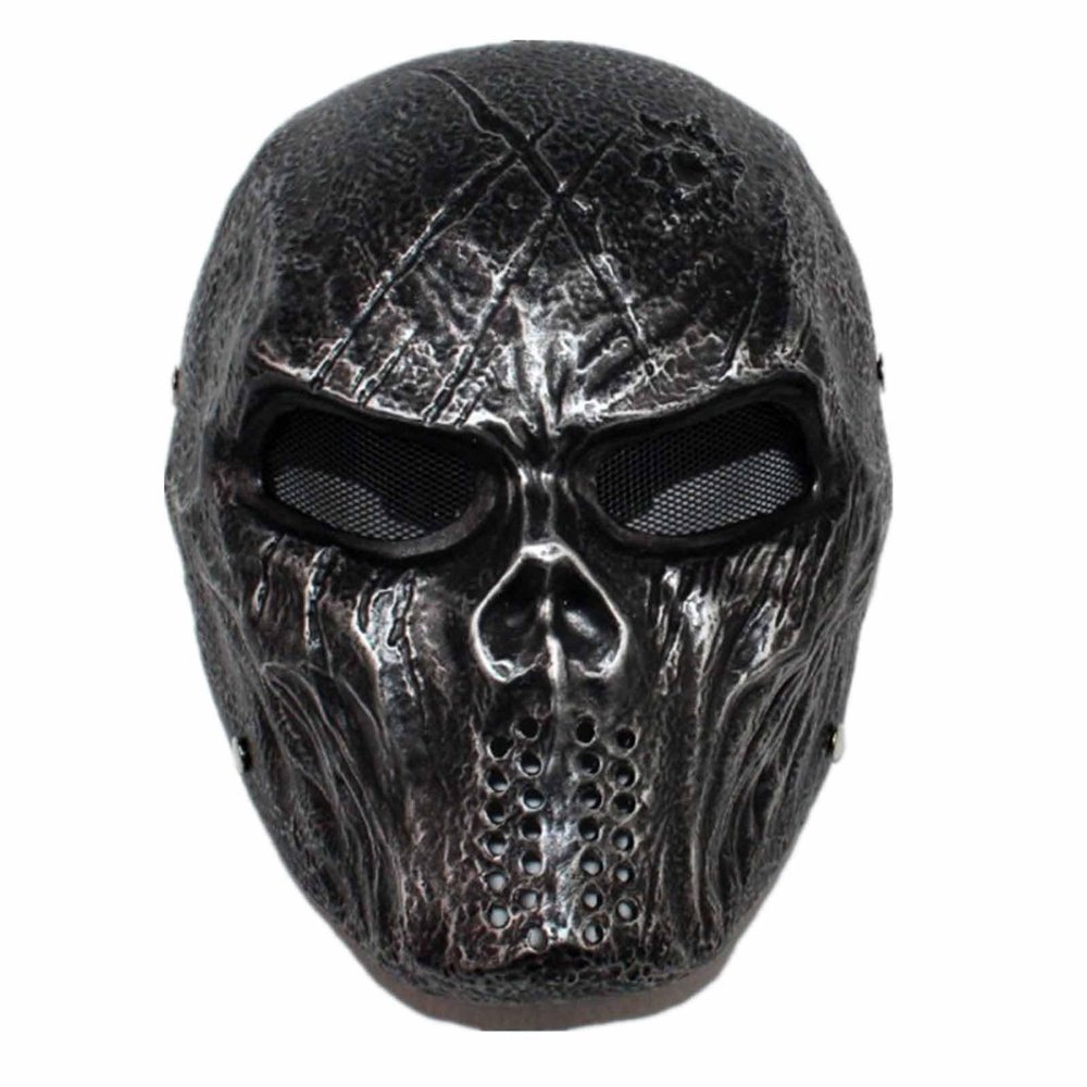Amonkky Resin Character Mask Halloween Role Playing Mask Halloween Masquerade Costume Props. (Antique silver color)