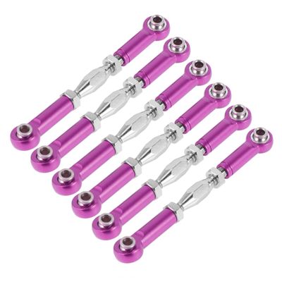 TOBBOMEY 6pcs Adjustable Pull Rod Aluminum Turnbuckle Rod Linkage Precision Machined for Rc Car Linkage Replacement for Hobby Rc Trucks Easy to Install