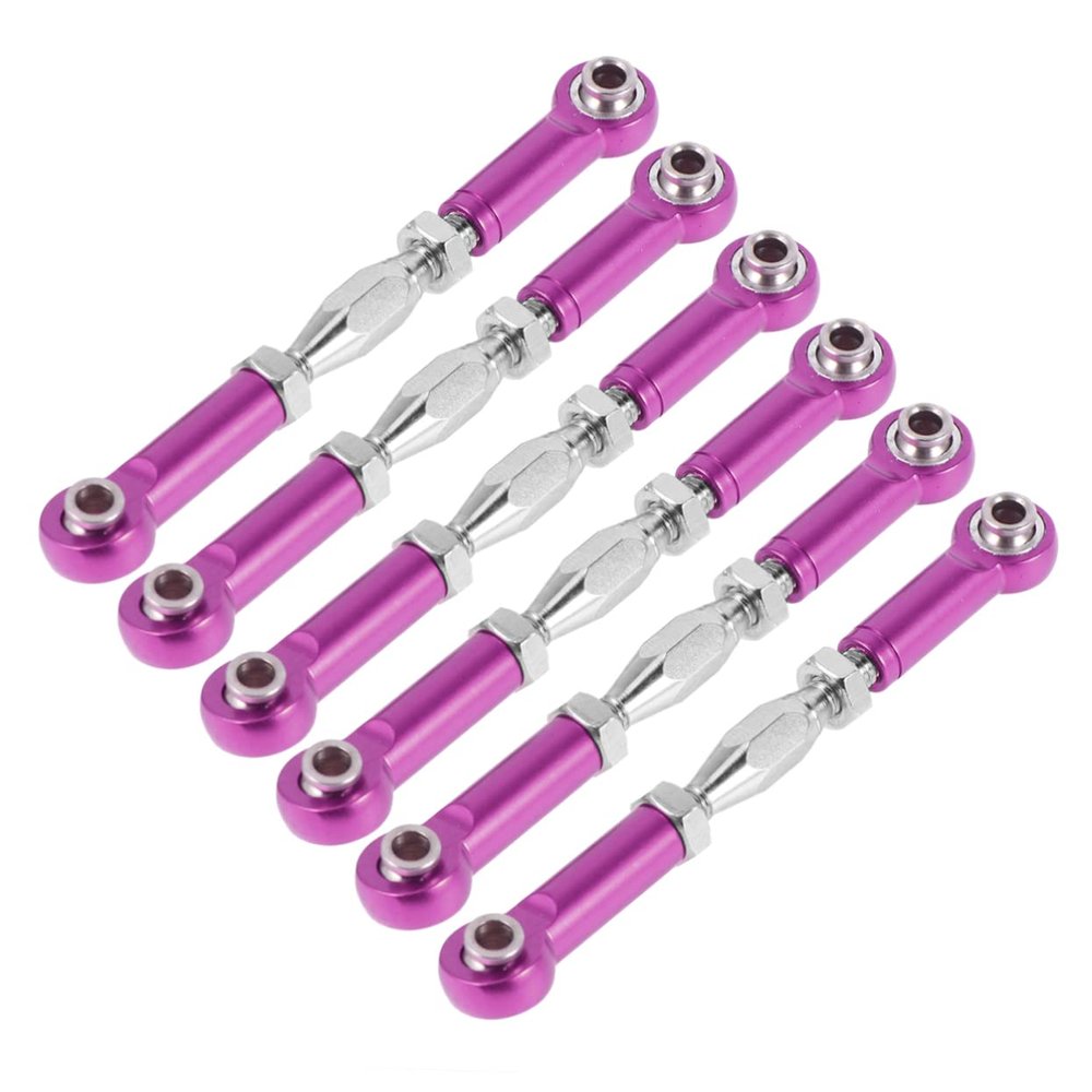 TOBBOMEY 6pcs Adjustable Pull Rod Aluminum Turnbuckle Rod Linkage Precision Machined for Rc Car Linkage Replacement for Hobby Rc Trucks Easy to Install