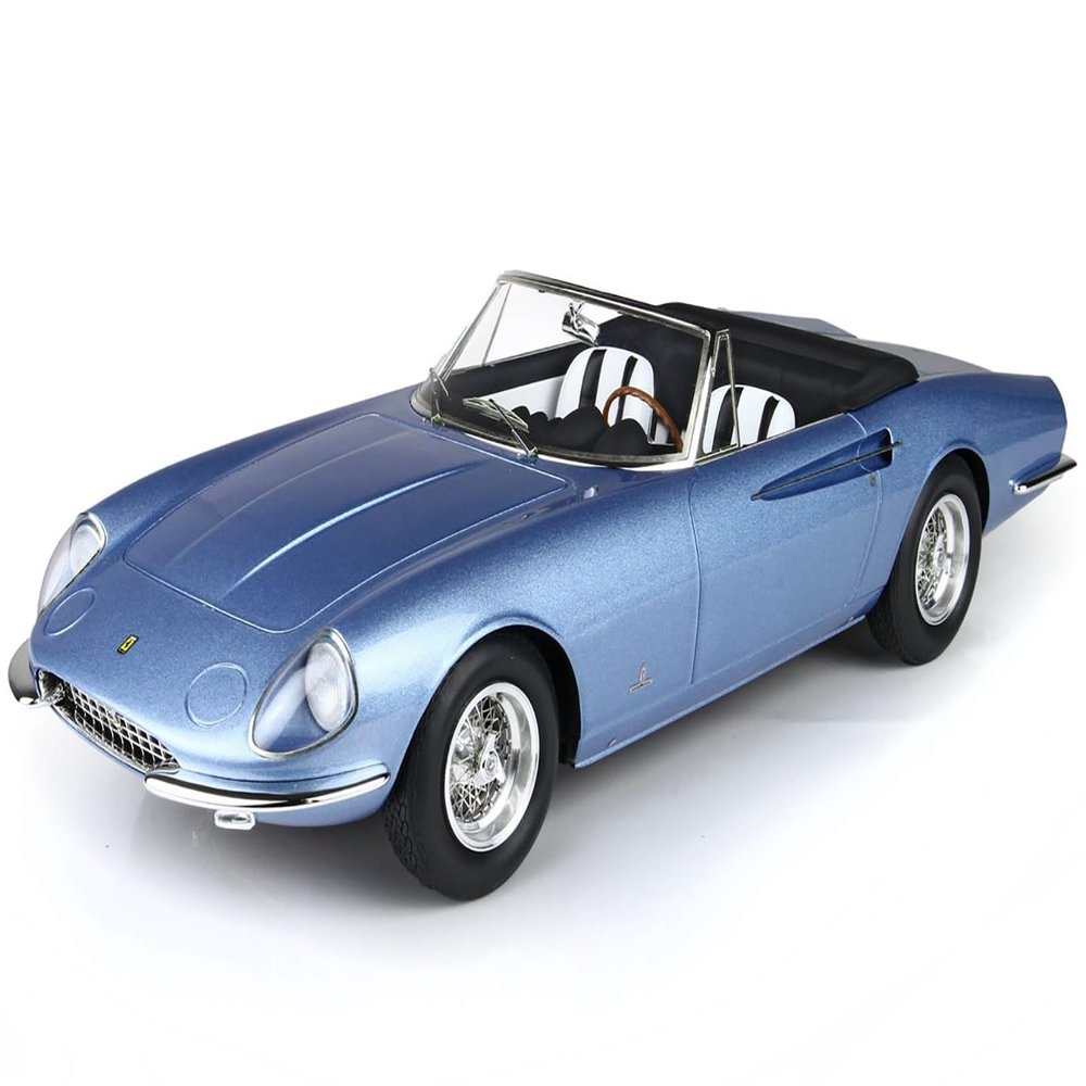 1966 365 California Convertible S/N 08347 "Motor Show Light Blue Metallic with Display CASE Limited Edition to 200 Pieces Worldwide 1/18 Model Car by BBR BBR1814F
