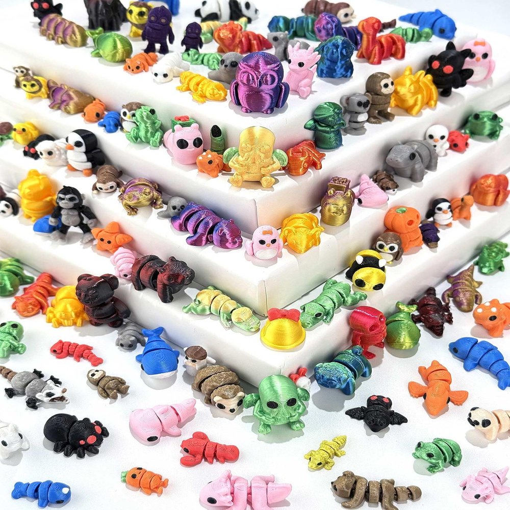 120 Pcs Mini 3D Printed Animal Set,Articulated Flexible Cute Animal Toys for Christmas,New Year,Birthday Gifts and Office Desktop Decoration(Sizes Vary, Styles Shipped Randomly)