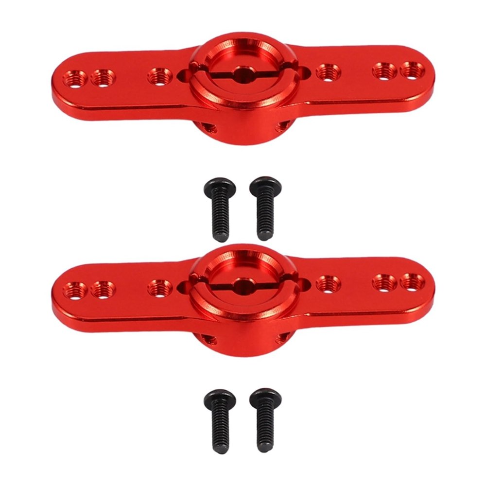 2X Metal 15T Servo Horn 15 Tooth Steering Servo Arm for 1/5 RC Climbing Car Gasoline/Electricity Red