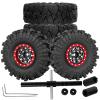 hopsupRC 1.0 Beadlock Wheel Tires Wheel Hub Wheels Rim for 1/24 SCX24 FCX24 1/18 TRX4M RC Crawler Car. Aluminum 1.0 in Beadlock Wheel Rims Heavy Duty Rim,Black view 1
