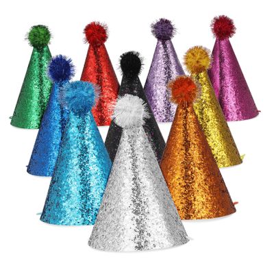 Alasum 10pcs Boys and Girls Birthday Hats Wacky Party Hats for Boys Girls Fun Cone-shaped Party Props Colorful Celebration Headwear