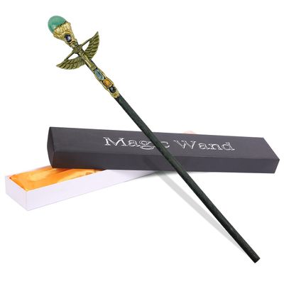 Bubbmi Natural Turquoise Rhinestone Witch Magic Wand, Wizard Halloween Cosplay Accessories Sorcerer Collection Witchcraft Props with Gift Box