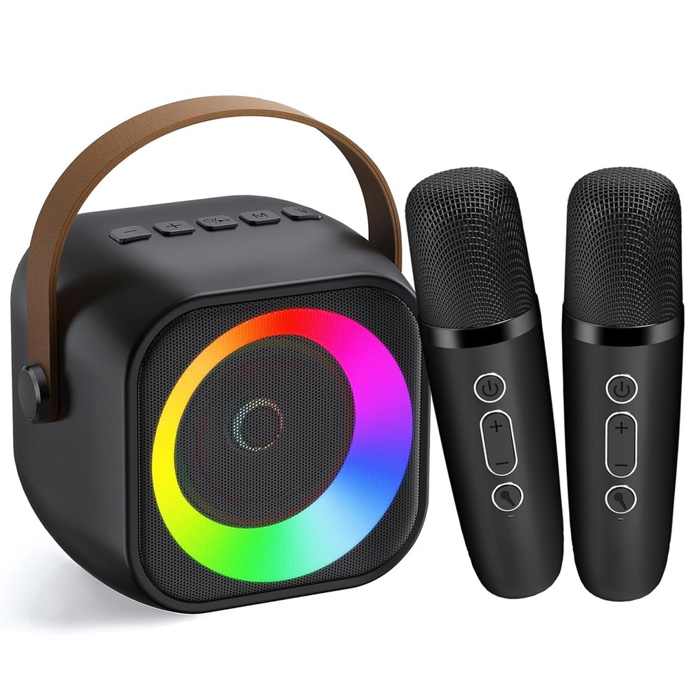 Karaoke Machine for Kids Adults, Portable Bluetooth Speaker with 2 Wireless Microphones, Portable Speaker Mini Karaoke Microphone for Home Party Birthday Gift for Girls Boys