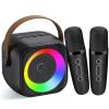 Karaoke Machine for Kids Adults, Portable Bluetooth Speaker with 2 Wireless Microphones, Portable Speaker Mini Karaoke Microphone for Home Party Birthday Gift for Girls Boys view 1