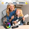 Karaoke Machine for Kids Adults, Portable Bluetooth Speaker with 2 Wireless Microphones, Portable Speaker Mini Karaoke Microphone for Home Party Birthday Gift for Girls Boys view 4