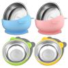 Bakpoco Stainless Steel Baby Bowls with Suction, 2-in-1 SUS304 Toddlers Bowl & Removable Silicone Suction Kids Bowl, Anti Scald Non Toxic Snack Container for Baby Food Feeding, 4 Colors Set view 1
