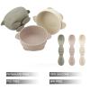 PandaEar 3 Pack Silicone Suction Baby Bowls & 3 Baby Feeding Spoons | Non-Slip Stay Put Bowls & Soft Silicone First Stage Spoons for Toddlers, BPA-Free Baby Led Weaning Set (Linen Brown Tan) view 3