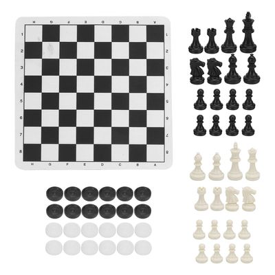 2 in 1 Chess Checkers Set, Lightweight Portable Travel Games Smart Folded and Rolled Up Strong and Childrens Toy for Children