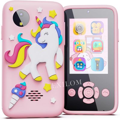 SproutNest Kids Smartphone Toy with MP3 Music Player- Dual Camera for Selfies- in Built Games 2.4" Screen 8MP Camera Toys for Boys & Girls (Unicorn Pink Phone)