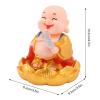 Solar Buddha Statue, Solar Buddha Car Ornament, Solar Shaking Monk Toy, Smiling Maitreya Solar Toy with Base, for Desk, Car, Home Decor (Golden) view 2