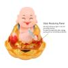 Solar Buddha Statue, Solar Buddha Car Ornament, Solar Shaking Monk Toy, Smiling Maitreya Solar Toy with Base, for Desk, Car, Home Decor (Golden) view 3