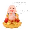 Solar Buddha Statue, Solar Buddha Car Ornament, Solar Shaking Monk Toy, Smiling Maitreya Solar Toy with Base, for Desk, Car, Home Decor (Golden) view 4
