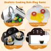 HONEY JOY Corner Kids Kitchen Playset, Wooden Toy Kitchen Set w/Lights & Sounds, Range Hood, Ice Maker & Coffee Maker, Microwave, Sink, Faucet, Little Chef Pretend Play Kitchen for Toddlers, Brown view 2