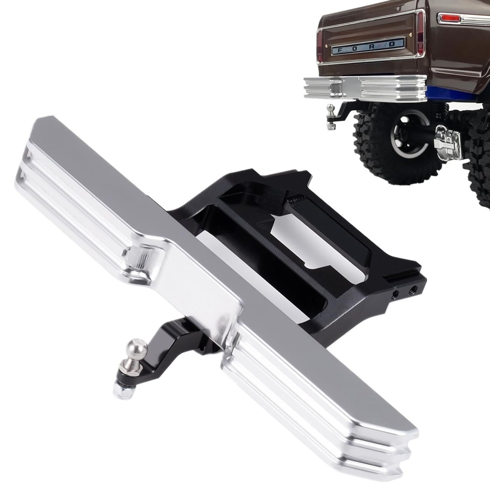 BRKRC Aluminum Front Rear Bumper Set with Tow Hitch for 1/18 TRX4M High Trail F150 RC Crawler Car Upgrade Part (Rear)