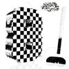 MUNILAIL Checkered Number 8 Pinata Black and White Checkered Pinata with Stick and Blindfold Confetti for 8th Birthday Racing Car Party Game Supplies Race Car Pinatas view 1