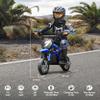 ELEMARA Electric Dirt Bike,350W Motorcycle for Kids with Tail Lights,Music & Bluetooth,15.5 mph & 150lb Max,Chain-Driven Motor, Twist-Grip Throttle & Hand-Operated Rear Brake,12" Air-Filled Tires-Navy view 3