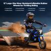 ELEMARA Electric Dirt Bike,350W Motorcycle for Kids with Tail Lights,Music & Bluetooth,15.5 mph & 150lb Max,Chain-Driven Motor, Twist-Grip Throttle & Hand-Operated Rear Brake,12" Air-Filled Tires-Navy view 4