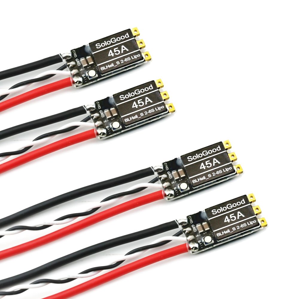 SoloGood 4Pcs 45A ESC 2-6S Brushless ESC Lipo BLHeli_S Brushless Electronic Speed Controller 45A Support D-Shot 150/300/600 for RC FPV Quadcopter
