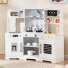Costzon Corner Kids Kitchen Playset, Wooden Toy Kitchen Set w/Lights & Sounds Range Hood, Ice Maker, Pretend Telephone, Sink, Faucet, Microwave, Oven, Play Kitchen for Kids 3+ (White) view 1