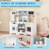 Costzon Corner Kids Kitchen Playset, Wooden Toy Kitchen Set w/Lights & Sounds Range Hood, Ice Maker, Pretend Telephone, Sink, Faucet, Microwave, Oven, Play Kitchen for Kids 3+ (White) view 4