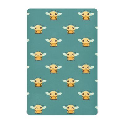 KICPOAY Fitted Crib Sheets Bee Holding Honey Pot Cartoon Stretchy Portable Playard Sheets for Baby Toddler, Breathable Soft Mini Crib Mattress 39 x 27 in for Boys and Girls