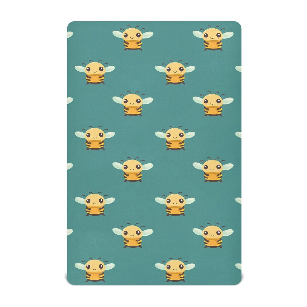 KICPOAY Fitted Crib Sheets Bee Holding Honey Pot Cartoon Stretchy Portable Playard Sheets for Baby Toddler, Breathable Soft Mini Crib Mattress 39 x 27 in for Boys and Girls